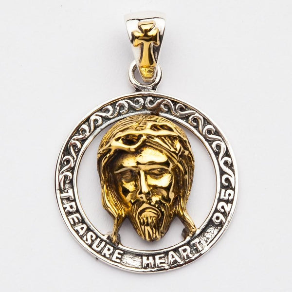 Gold Jesus Silver Pendant