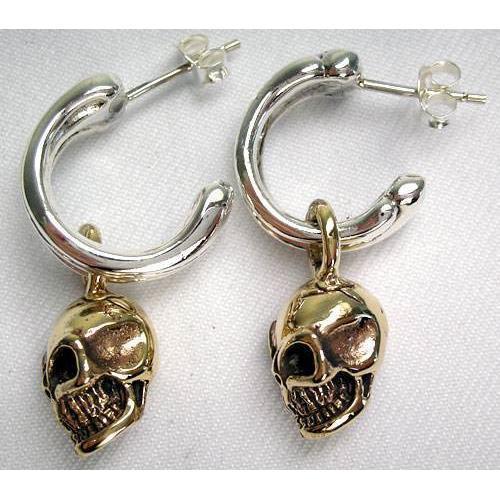 Yellow Gold Skull Earrings