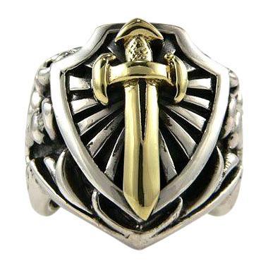 Gold Sword Heavy Biker Rings