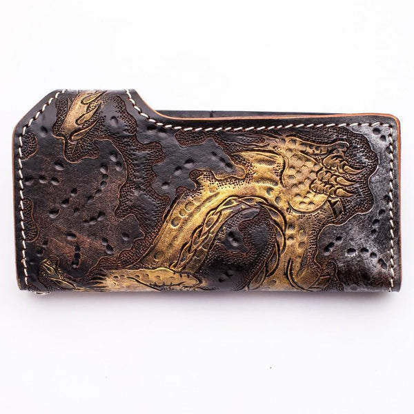 Кожаный байкерский кошелек Golden Emperor Dragon