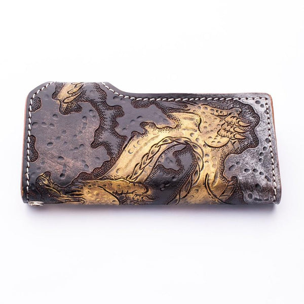 Golden Emperor Dragon Biker plånbok i läder