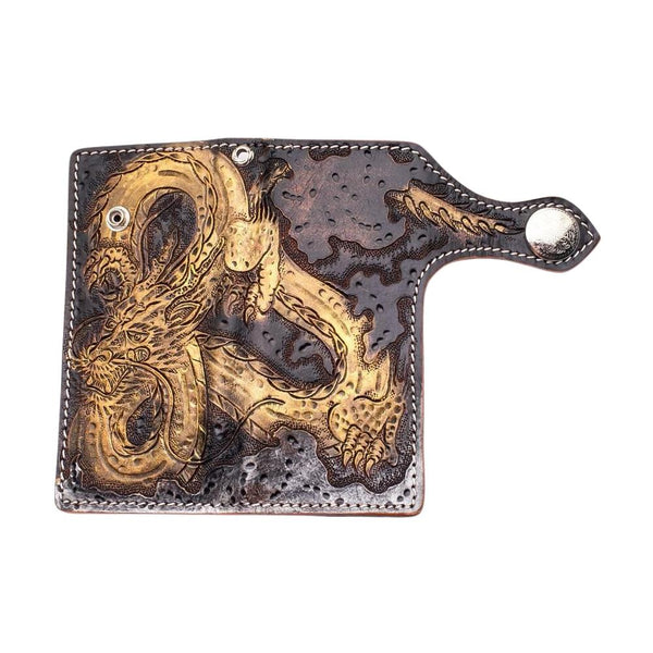 Кожаный байкерский кошелек Golden Emperor Dragon