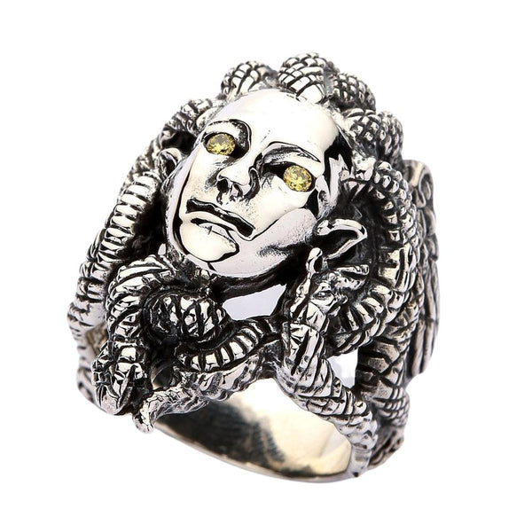 Sterling Silver Gorgon Medusa Gothic Ring