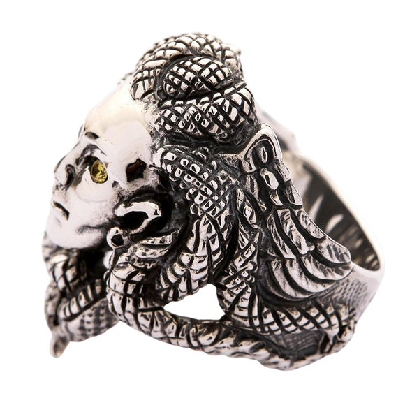 Bague gothique en argent sterling Gorgone Medusa