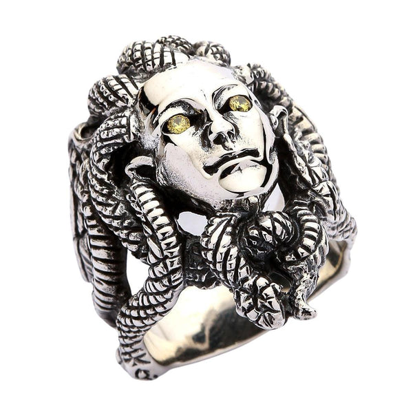 Anello gotico Gorgone Medusa in argento sterling