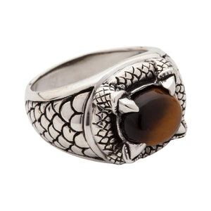 Gothic Claw Tiger Eyes Mens Ring