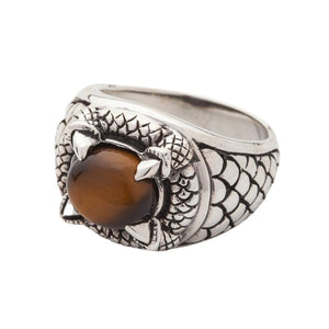 Gothic Claw Tiger Eyes Mens Ring