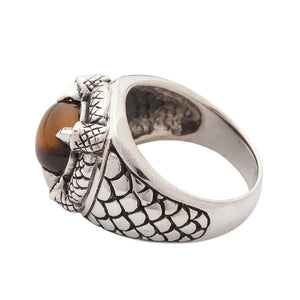 Gothic Claw Tiger Eyes Mens Ring