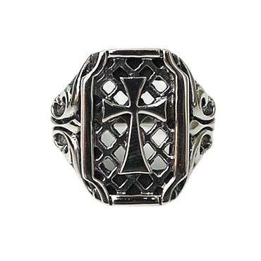 Silver Gothic Cross Mens Ring