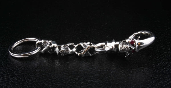 Брелок для ключей из стерлингового серебра с черепом готического дьявола