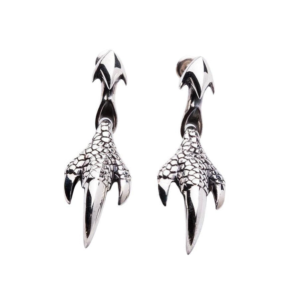 Sterling Silver Gothic Dragon Claw Earrings