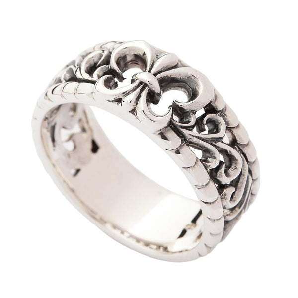 Gothic Fleur De Lis Band Rings