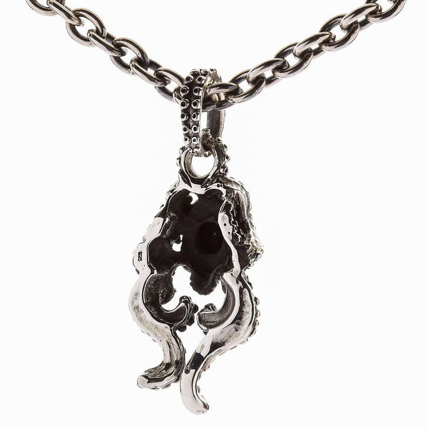 Gothic Totenkopf Octopus Halskette aus schwarzem Onyx