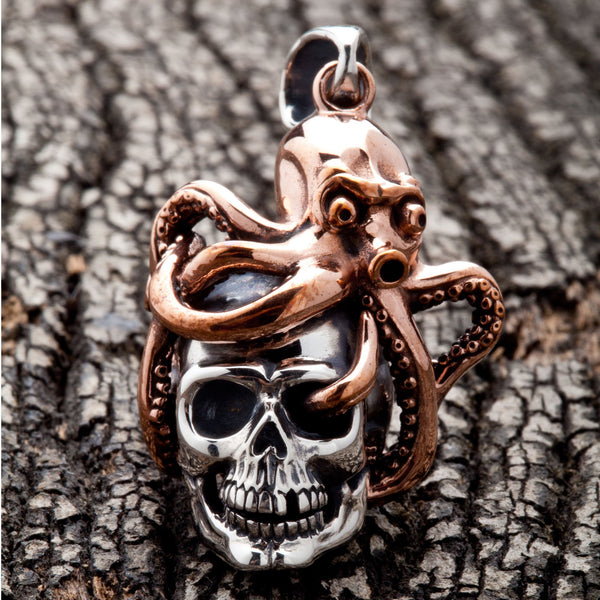 Sterling 925 Silver Skull Octopus Pendant