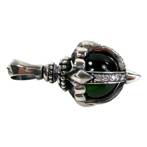 Silver Green Moonstone Gothic Pendant