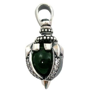 Silver Green Moonstone Gothic Pendant