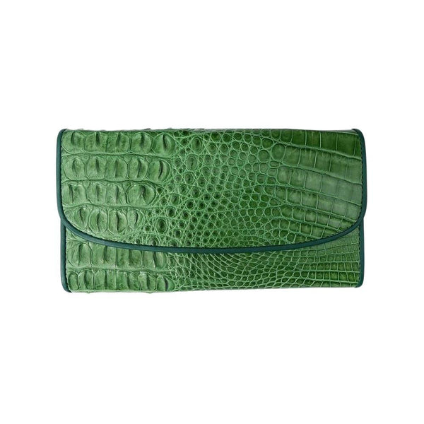 Green Crocodile Leather Long Wallet