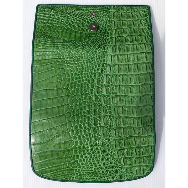 Portafoglio in pelle di coccodrillo verde