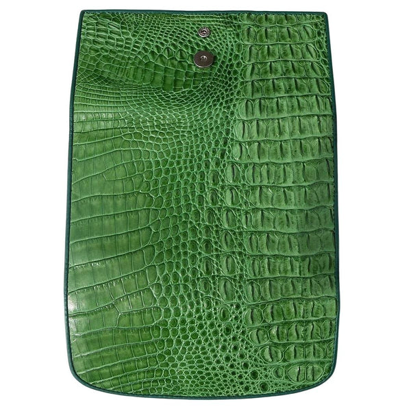 Portafoglio lungo in pelle di coccodrillo verde