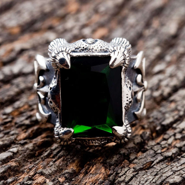 Lord trishul green stone ring diamonds for men