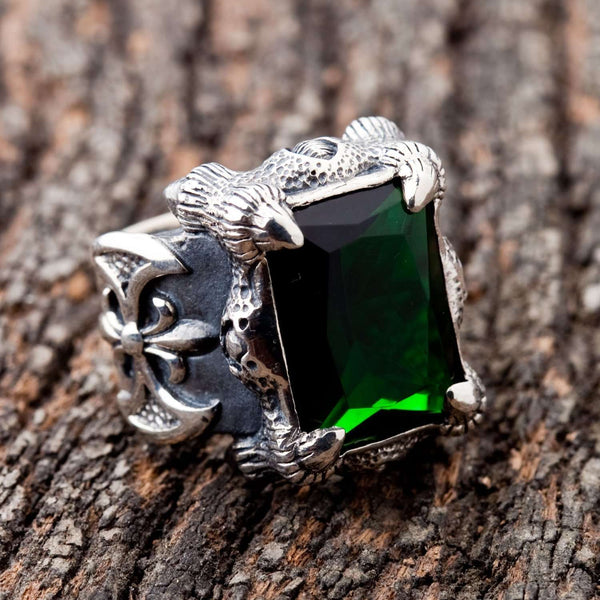Green Silver Plated Emerald Rings