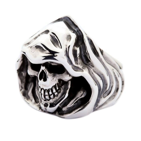 Серебряное кольцо с черепом Grim Reaper Hood