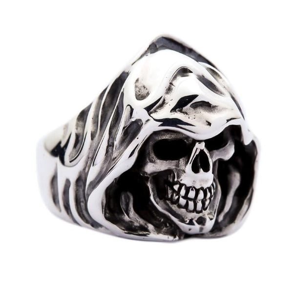 Sterling Silver Grim Reaper Hood Skull Ring