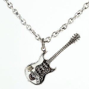 Halskette mit Rocker-Gitarren-Anhänger aus Sterlingsilber