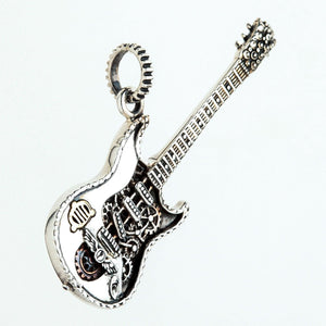 Halskette mit Rocker-Gitarren-Anhänger aus Sterlingsilber