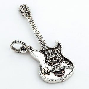 Halskette mit Rocker-Gitarren-Anhänger aus Sterlingsilber
