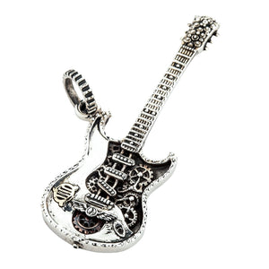 Halskette mit Rocker-Gitarren-Anhänger aus Sterlingsilber