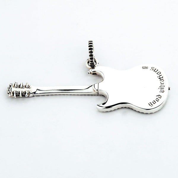 Ожерелье с подвеской в виде рокерской гитары из стерлингового серебра