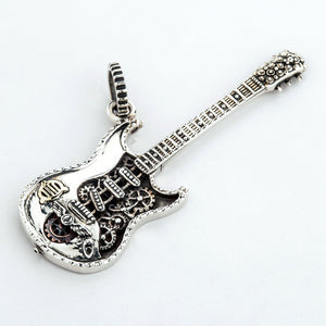 Halskette mit Rocker-Gitarren-Anhänger aus Sterlingsilber