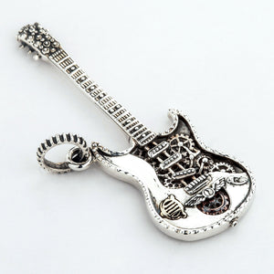 Halskette mit Rocker-Gitarren-Anhänger aus Sterlingsilber