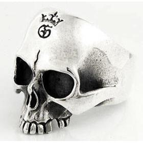 Bague de motard en argent sterling pour homme avec tête de mort et demi-mâchoire