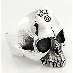 Bague de motard en argent sterling pour homme avec tête de mort et demi-mâchoire