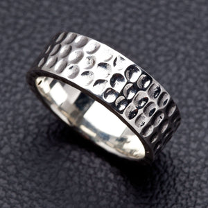 Bague pour homme en argent sterling 925 martelé