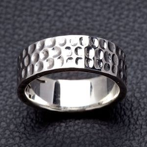 Bague pour homme en argent sterling 925 martelé