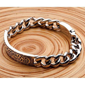 Pulsera de plata esterlina con identificación martillada para hombre
