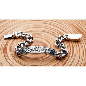 Pulsera de plata esterlina con identificación martillada para hombre