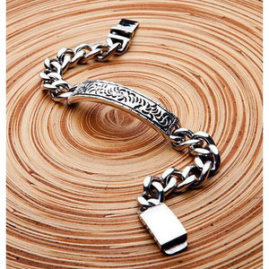 Pulsera de plata esterlina con identificación martillada para hombre