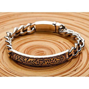 Pulsera de plata esterlina con identificación martillada para hombre