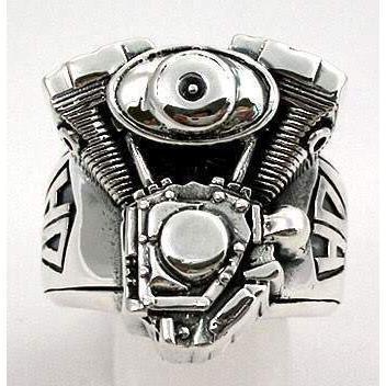 Кольца Harley с мотоциклетным двигателем из стерлингового серебра