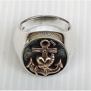 Silver Heart Anchor Ring