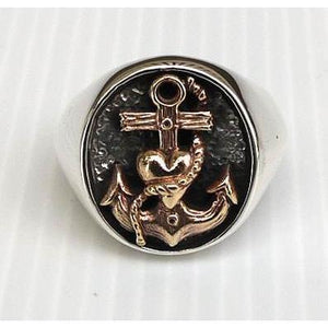 Silver Heart Anchor Ring