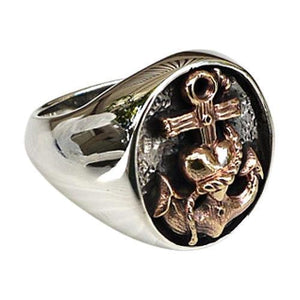 Silver Heart Anchor Ring