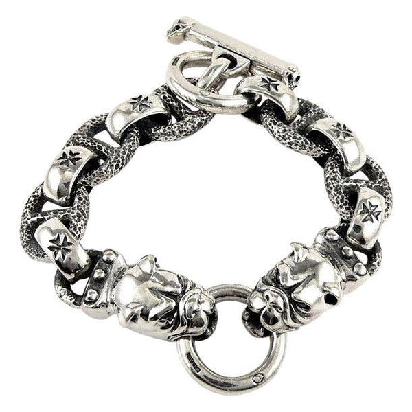 Heavy Sterling Silver Bulldog Bracelet