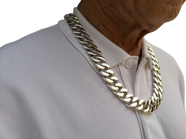 Стерлинговое серебро мужское кубинское ожерелье с цепочкой из звеньев