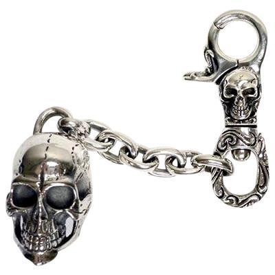 Heavy Skull Silver Key Chain Biker Jewelry