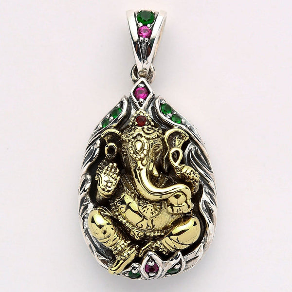 Pendente Ganesh in ottone con amuleto indù